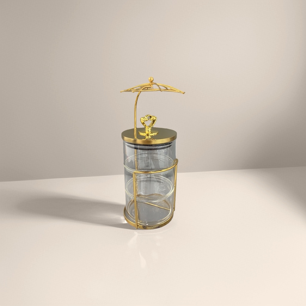 Golden metal frame transparent glass jar home storage jar, moisture-proof sealed jar Specification image