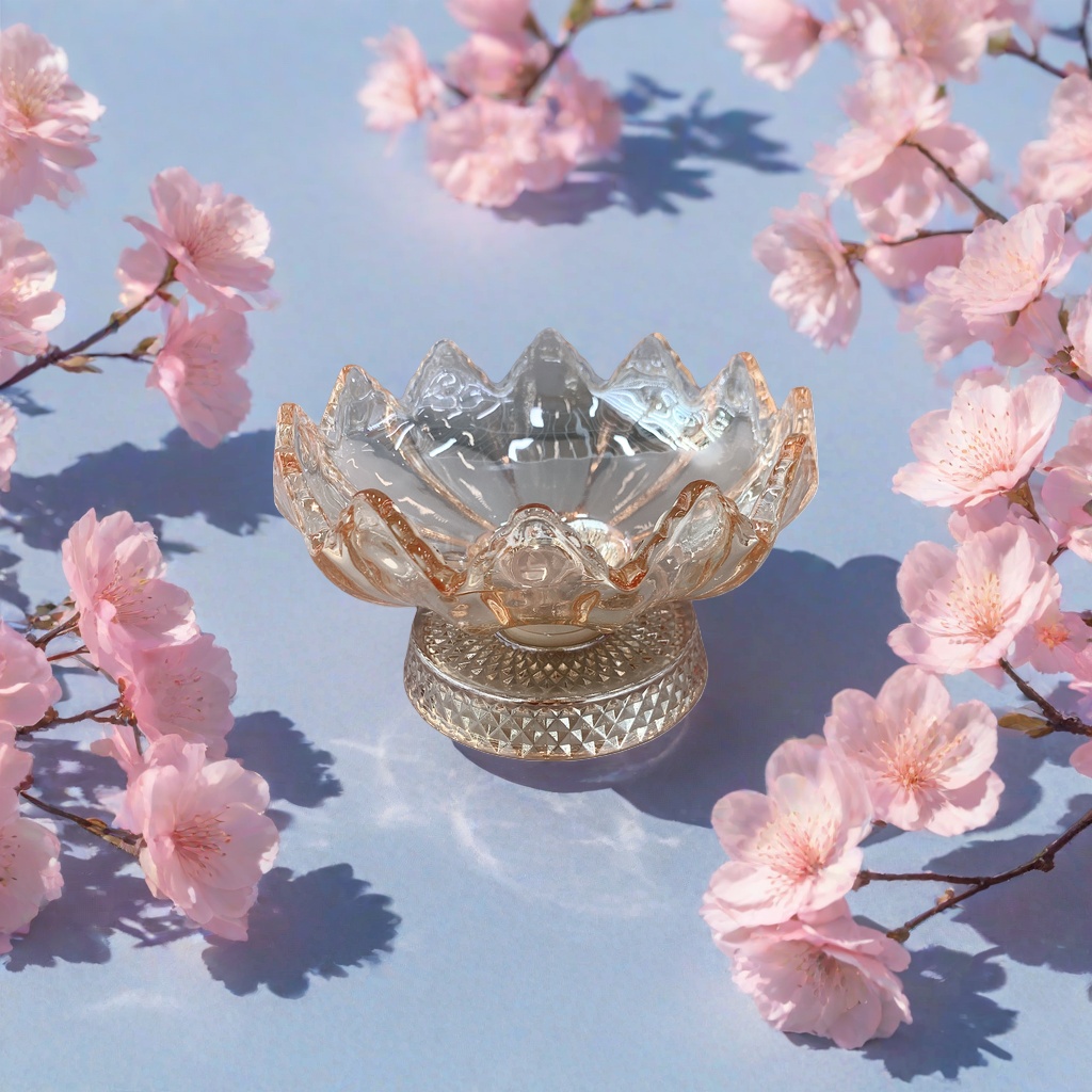 Transparent pink glass lotus-shaped decorative items for home furnishings and tabletop decoration details Picture