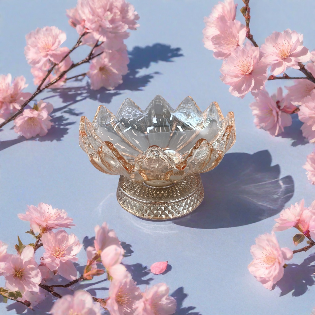 Transparent pink glass lotus-shaped decorative items for home furnishings and tabletop decoration Specification image