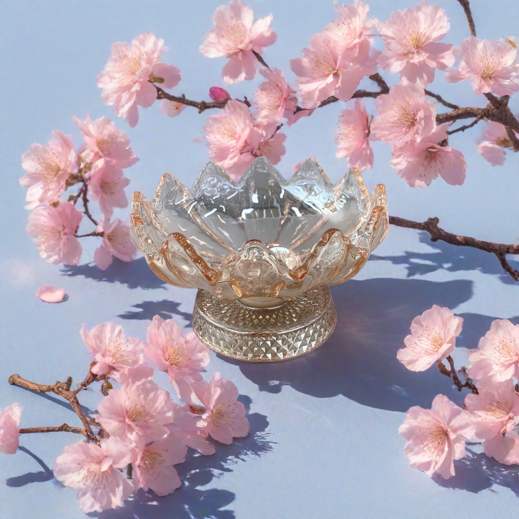 Transparent pink glass lotus-shaped decorative items for home furnishings and tabletop decoration Application Scenario