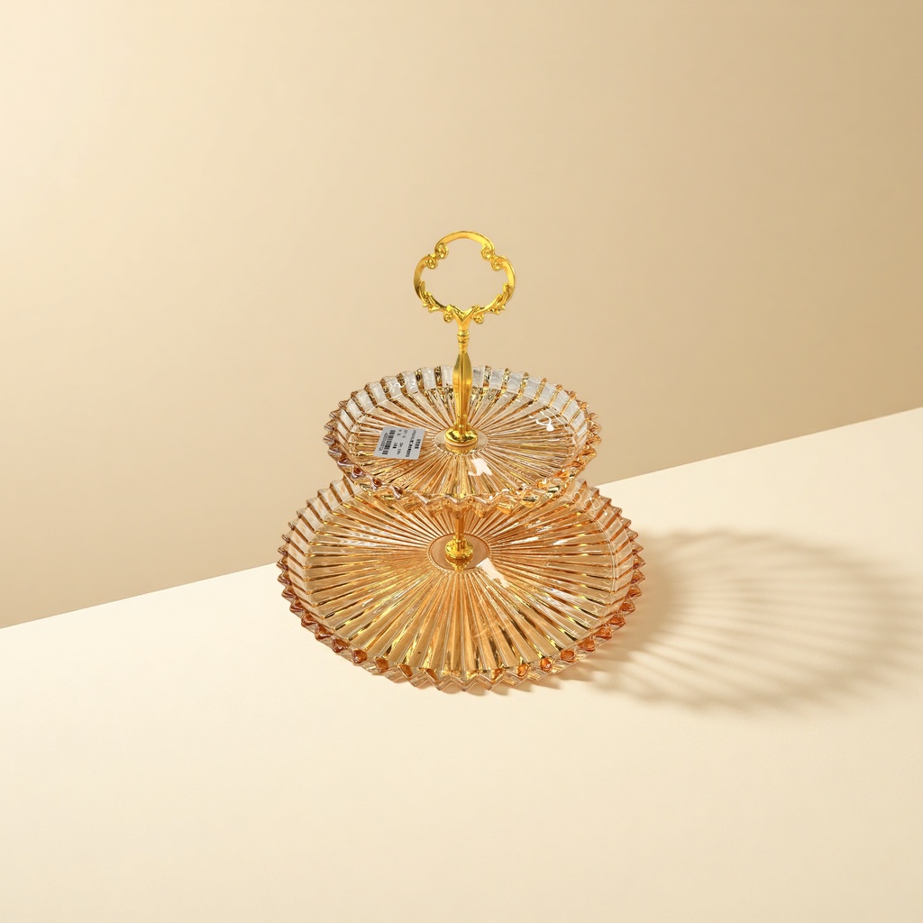 The main body of the golden glass fruit plate is highly transparent and scratch-resistant, suitable for home living room fruit plates details Picture