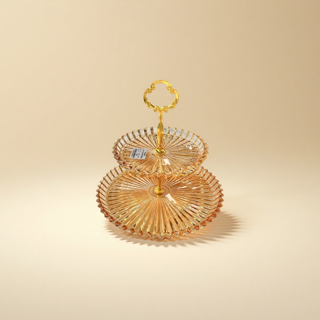 The main body of the golden glass fruit plate is highly transparent and scratch-resistant, suitable for home living room fruit plates Specification image