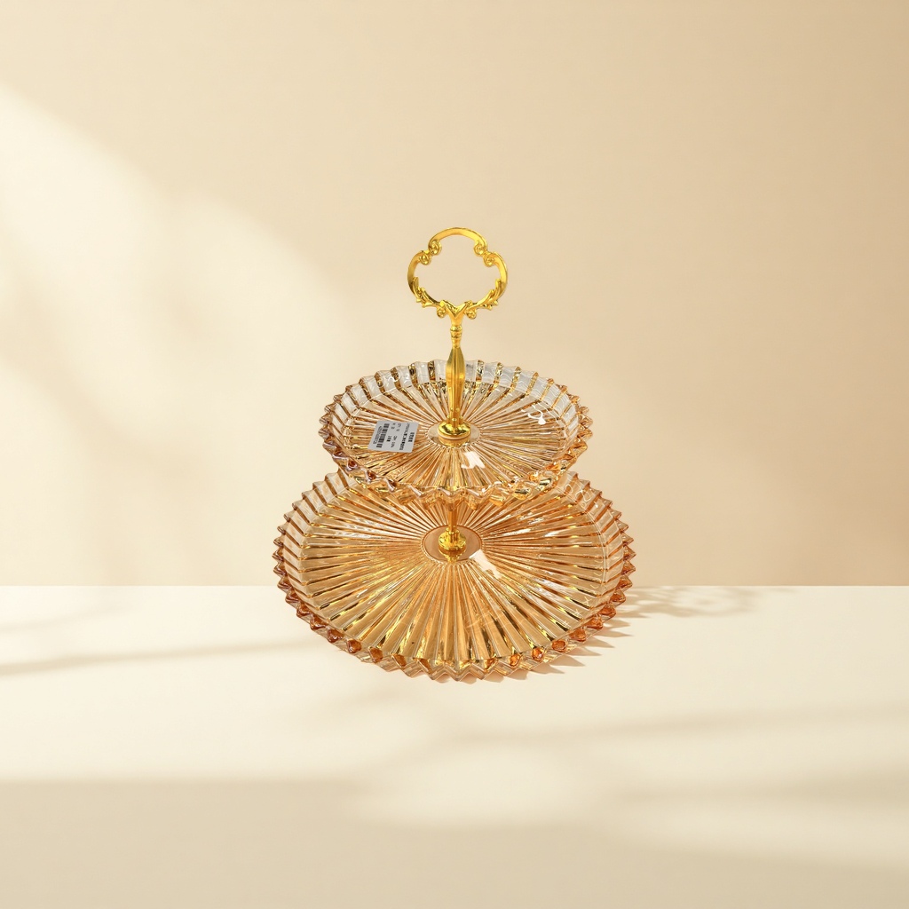 The main body of the golden glass fruit plate is highly transparent and scratch-resistant, suitable for home living room fruit plates Application Scenario