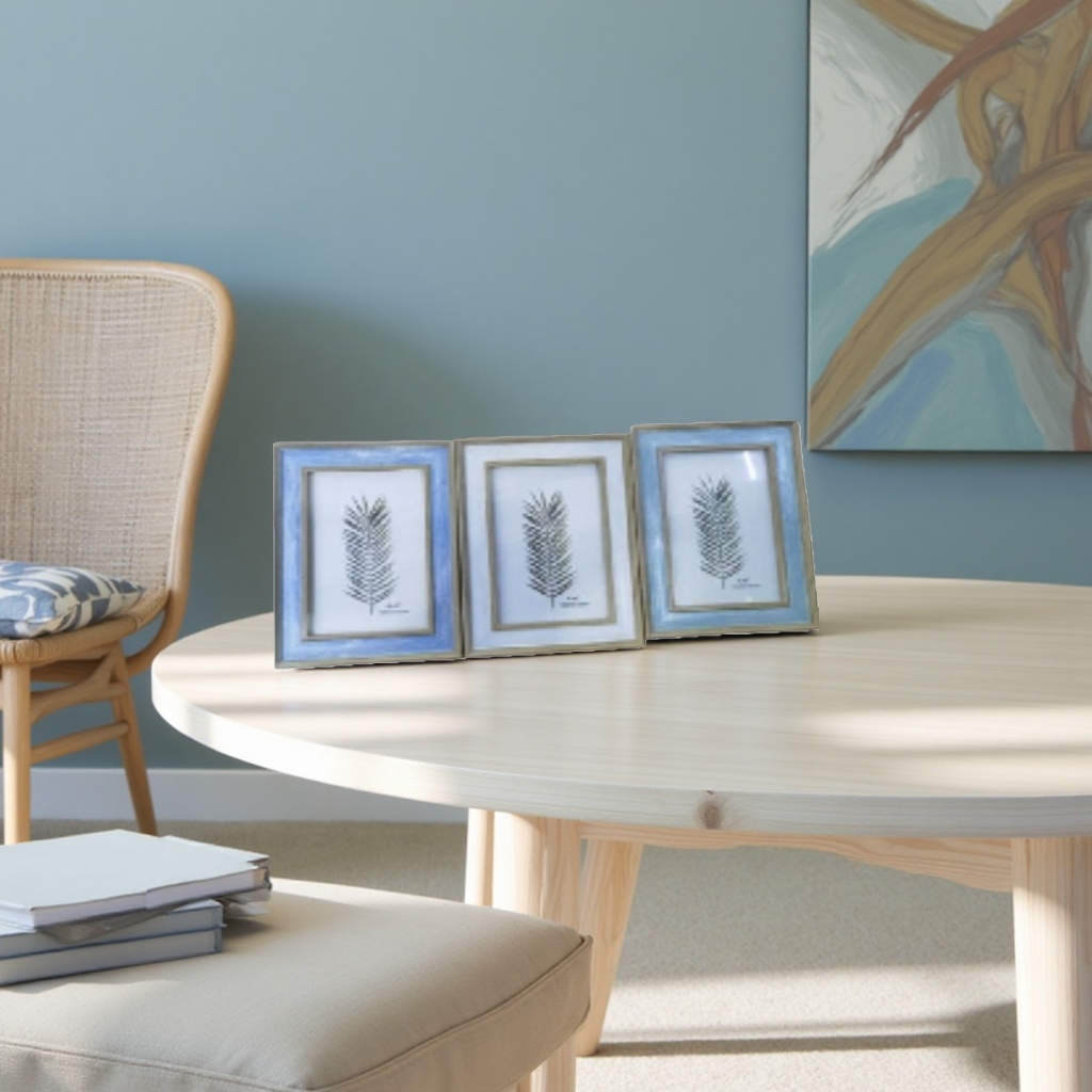 Three plant-patterned decorative paintings with photo frames for the living room and bedroom in a Nordic style
