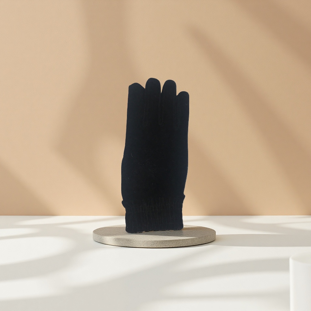 Black thickened warm gloves for both men and women, anti-slip and wear-resistant for autumn and winter