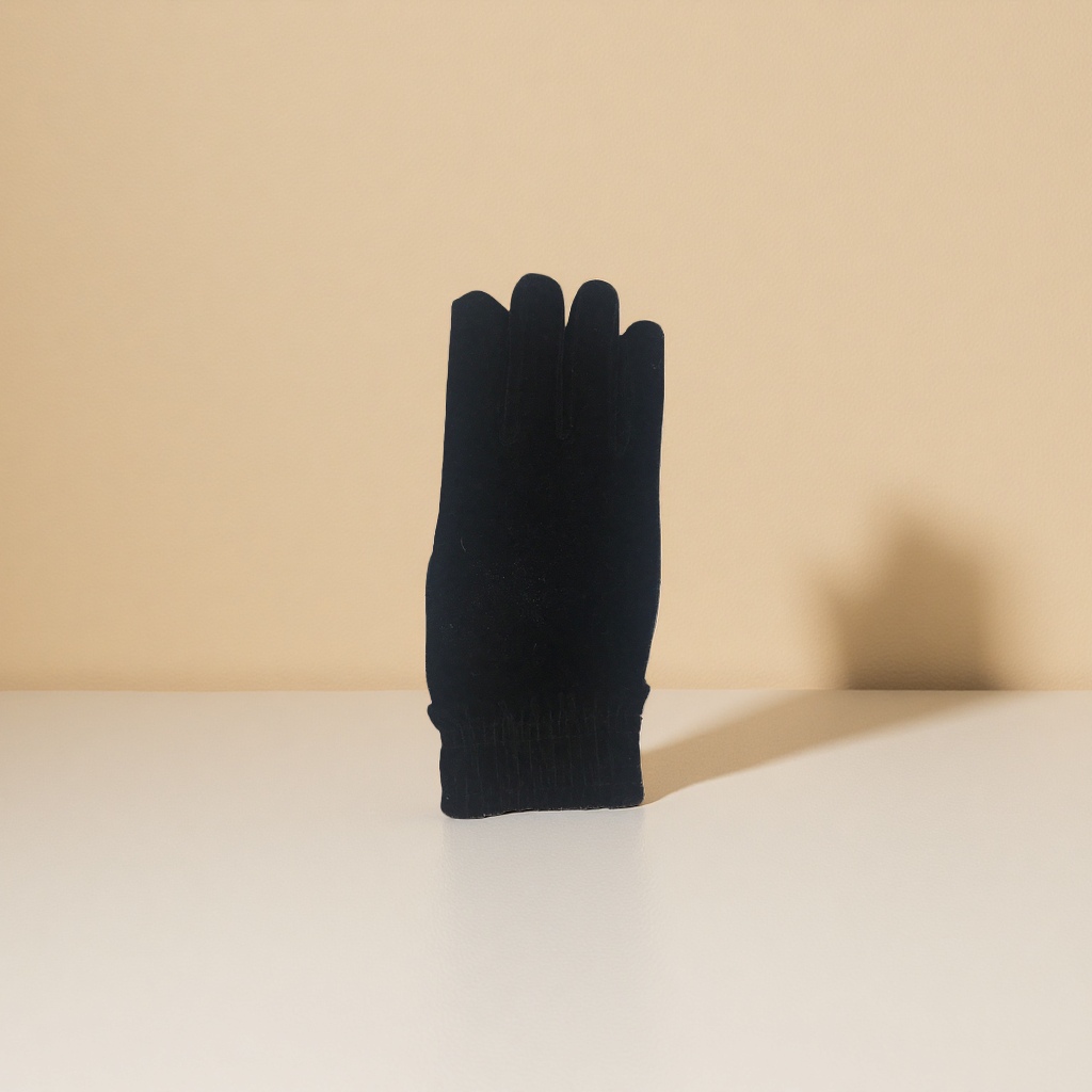 Black thickened warm gloves for both men and women, anti-slip and wear-resistant for autumn and winter details Picture