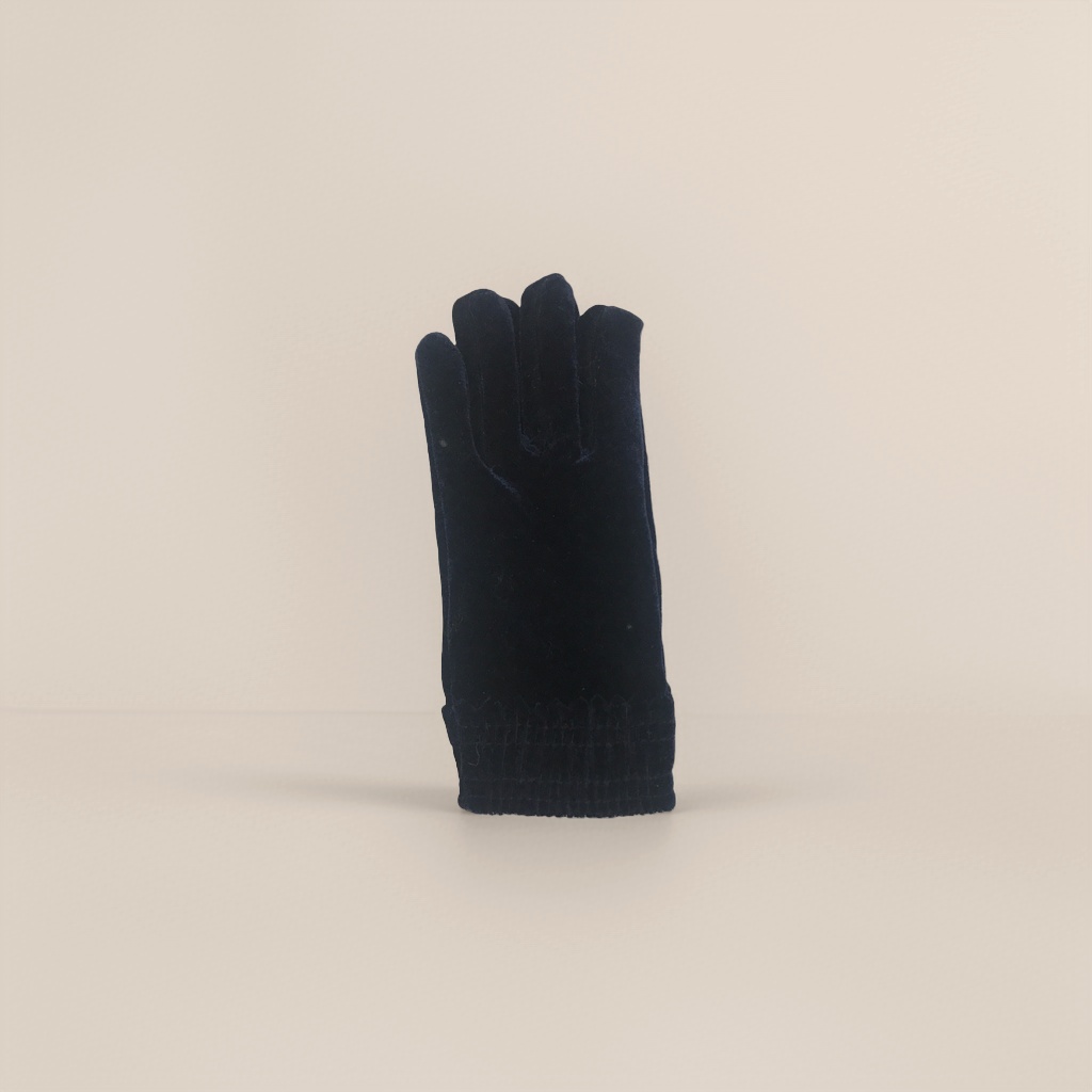 Black suede thickened cold-proof gloves with touch screen design for both men and women details Picture