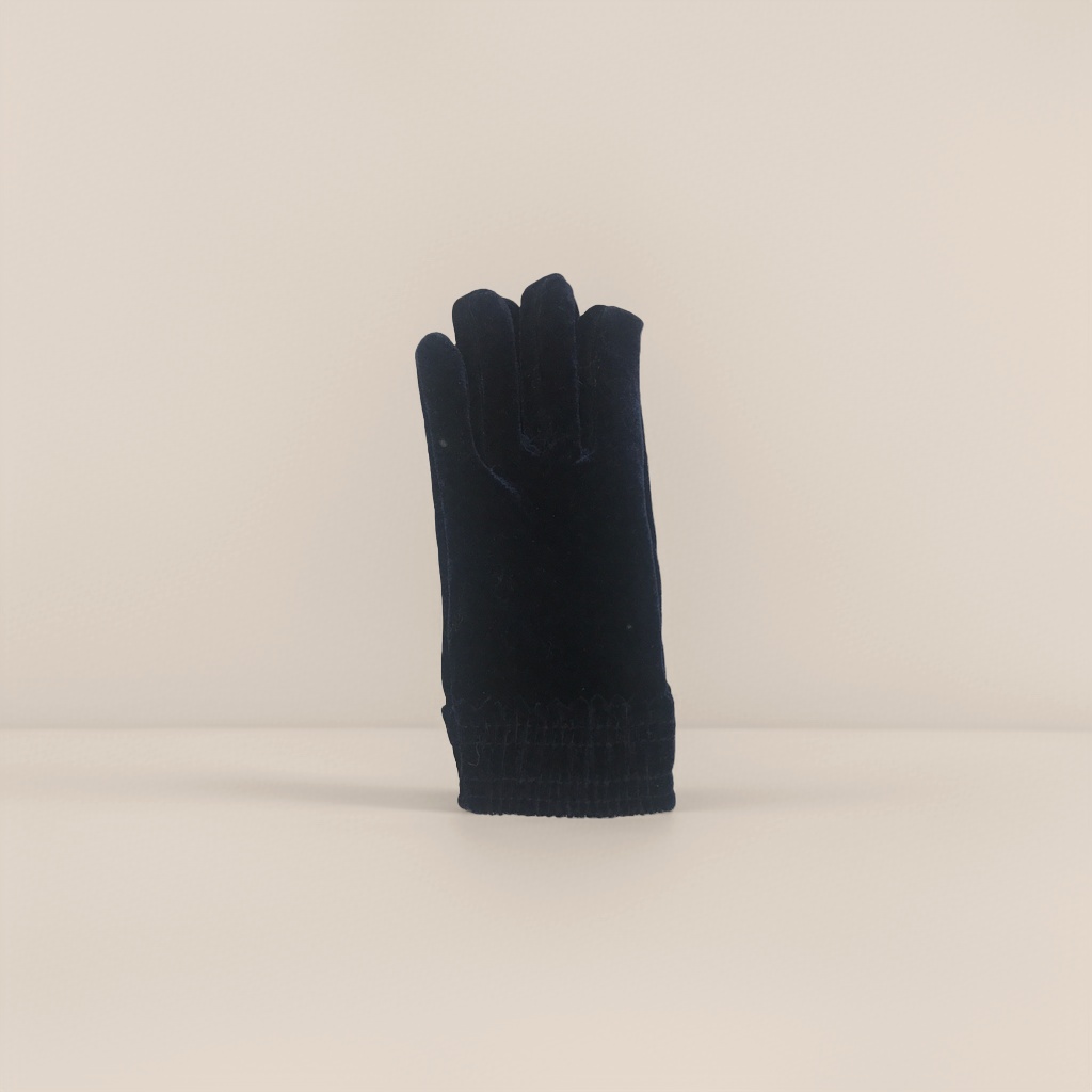 Black suede thickened cold-proof gloves with touch screen design for both men and women