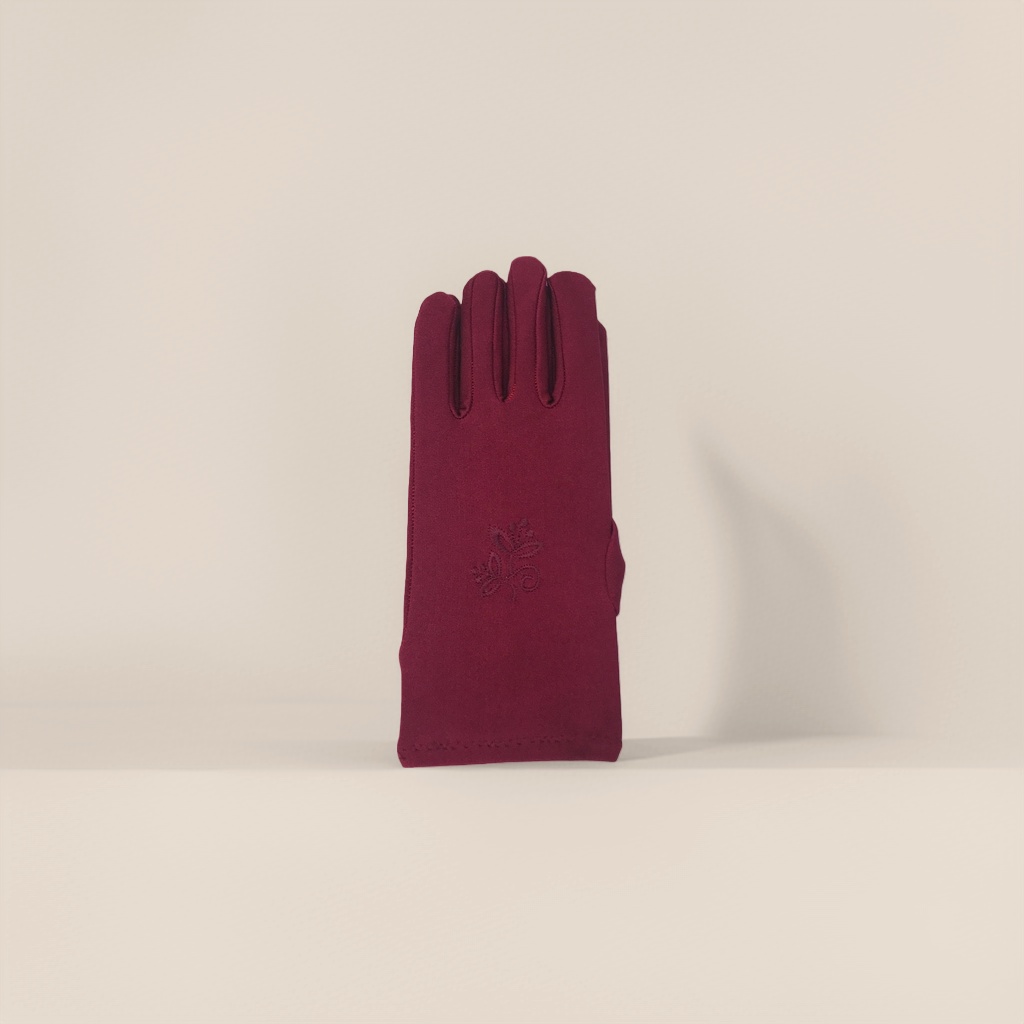 Deep red thickened warm knitted gloves for both men and women to protect hands from the cold in autumn and winter details Picture