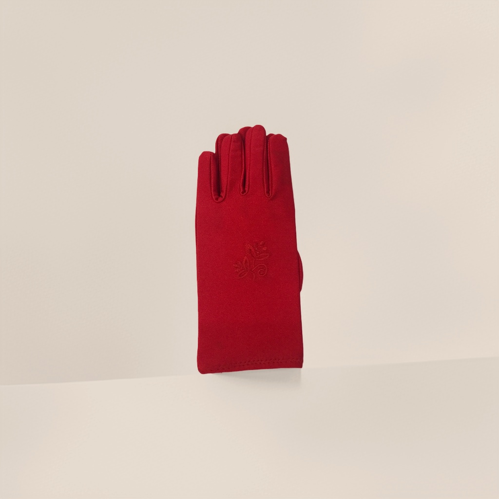 Red thickened warm gloves for both men and women, cold-proof and anti-slip knitted woolen gloves details Picture