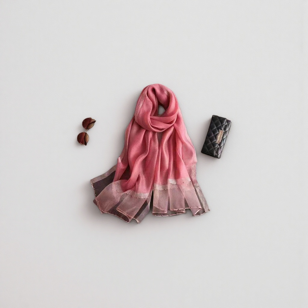 Pink scarf for women, a warm autumn and winter pure cotton knitted scarf, a versatile and fashionable accessory Application Scenario