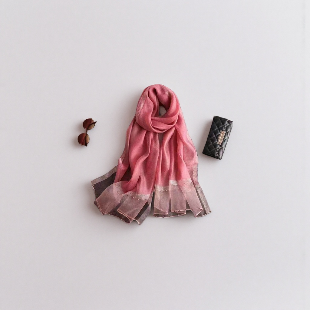 Pink scarf for women, a warm autumn and winter pure cotton knitted scarf, a versatile and fashionable accessory details Picture