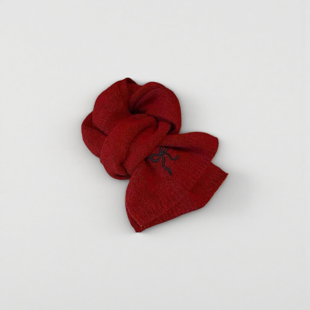 Red scarf made of pure wool, thick and warm, for women in autumn and winter Specification image