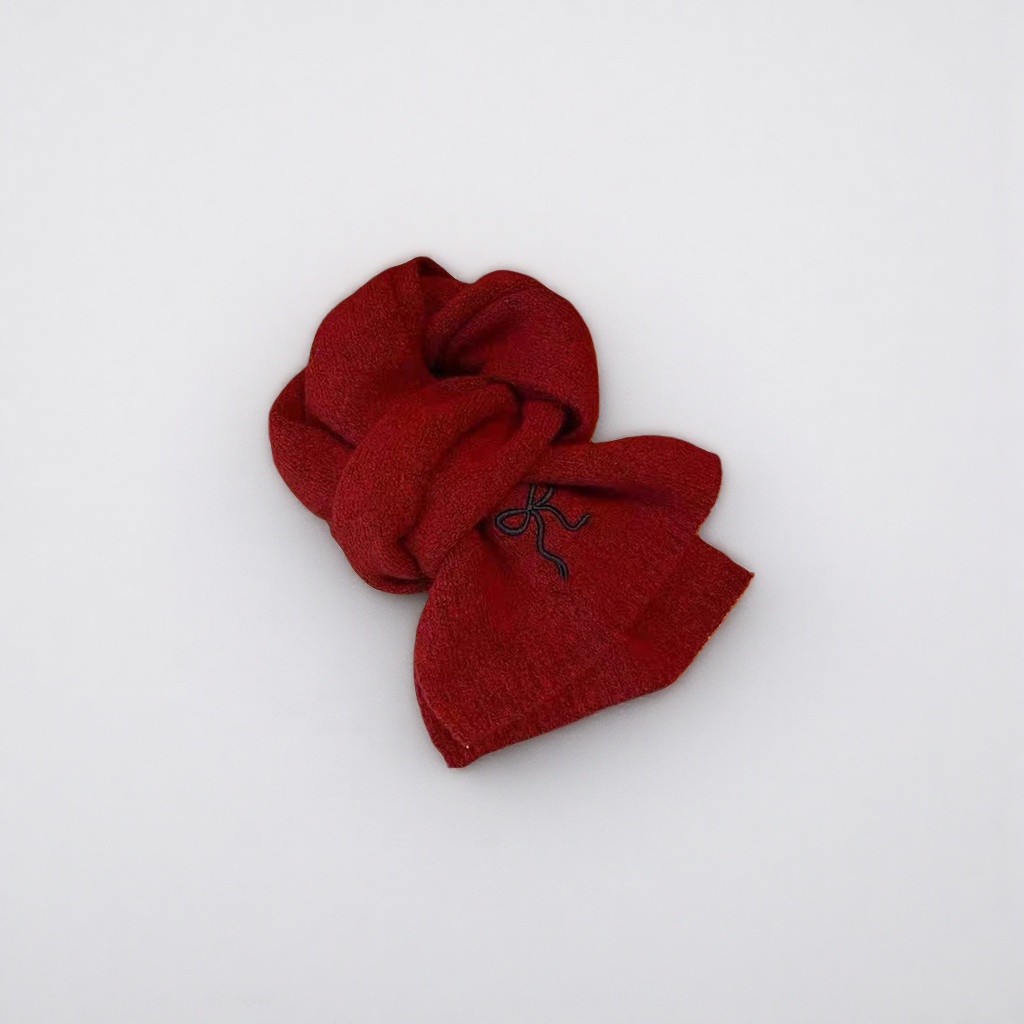 Red scarf made of pure wool, thick and warm, for women in autumn and winter details Picture