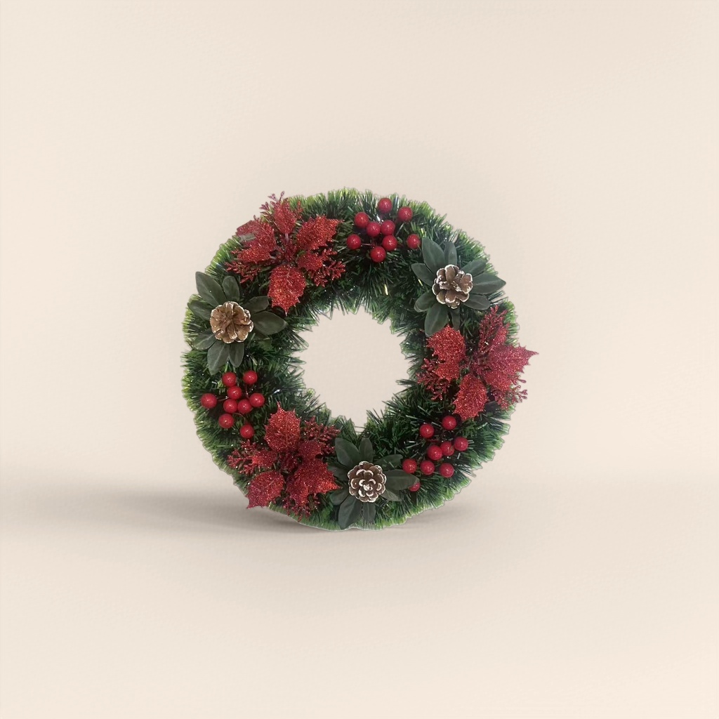 Christmas decorative wreaths, realistic pine branch and rattan woven door and wall decorations, festive atmosphere home Specification image