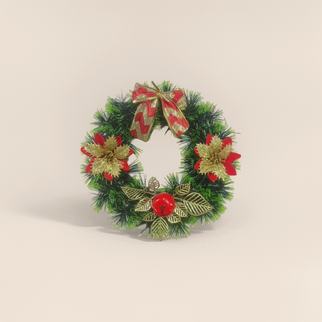 Christmas wreaths made of simulated pine branches and rattan are hung on the door for festive decoration in the living room and bedroom Specification image
