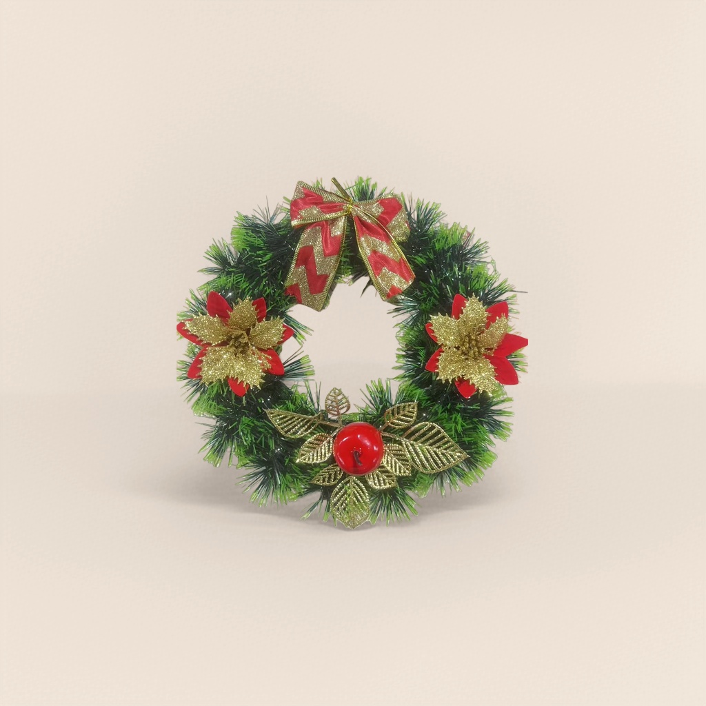 Christmas wreaths made of simulated pine branches and rattan are hung on the door for festive decoration in the living room and bedroom details Picture