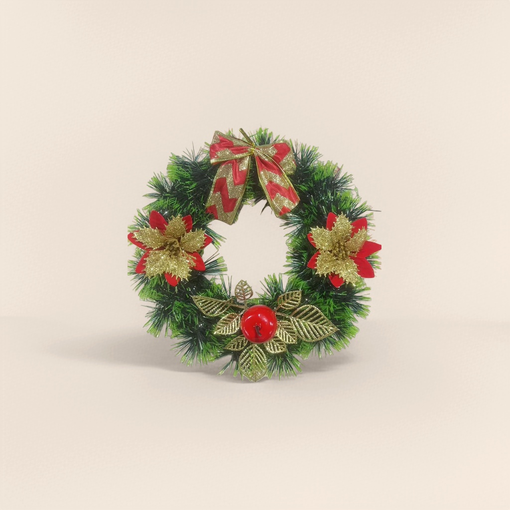 Christmas wreaths made of simulated pine branches and rattan are hung on the door for festive decoration in the living room and bedroom