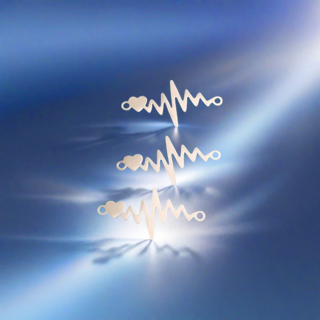 Metal electrocardiogram shaped pendant, a fashionable and simple heart-shaped necklace accessory details Picture