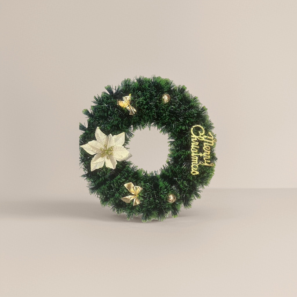 Christmas wreaths with simulated pine branches are hung on the door for festive decoration in the living room and bedroom
