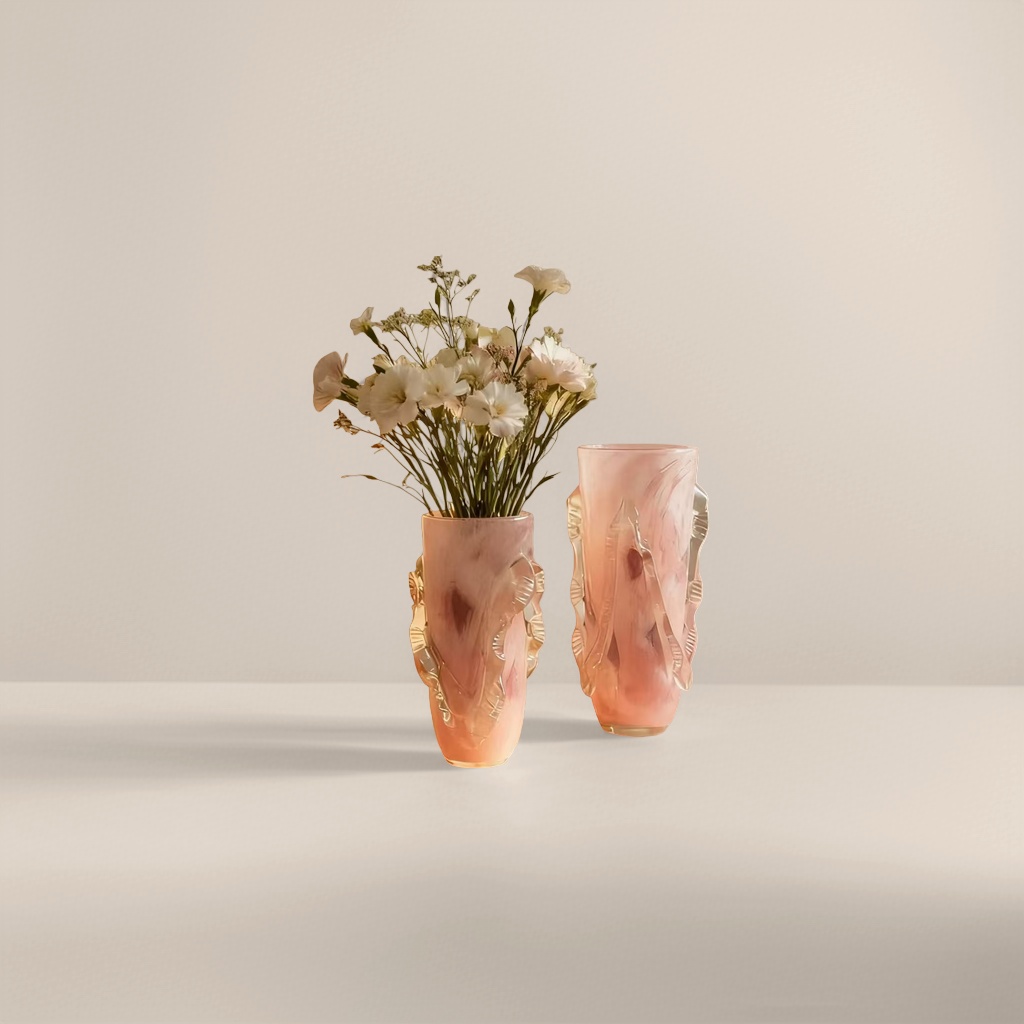 Pink glass vase for living room decoration, a Nordic-style vase