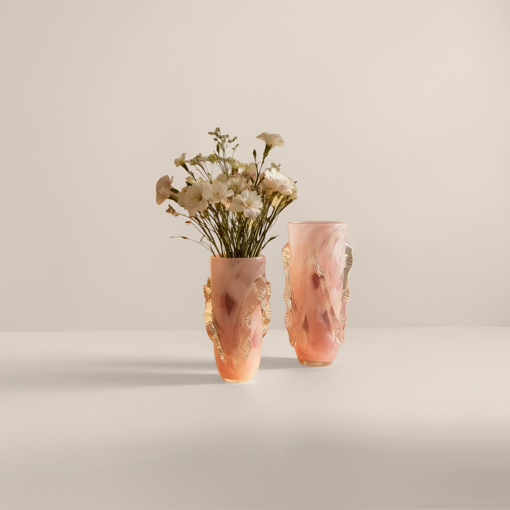 Pink glass vase for living room decoration, a Nordic-style vase Specification image