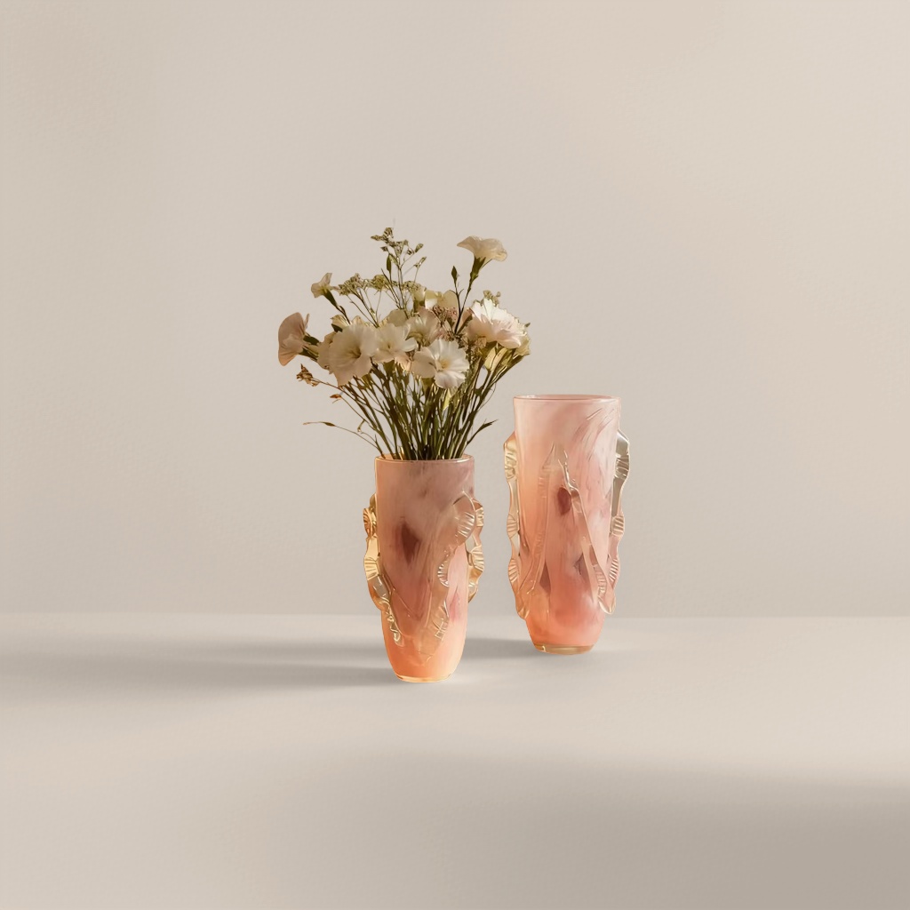Pink glass vase for living room decoration, a Nordic-style vase details Picture