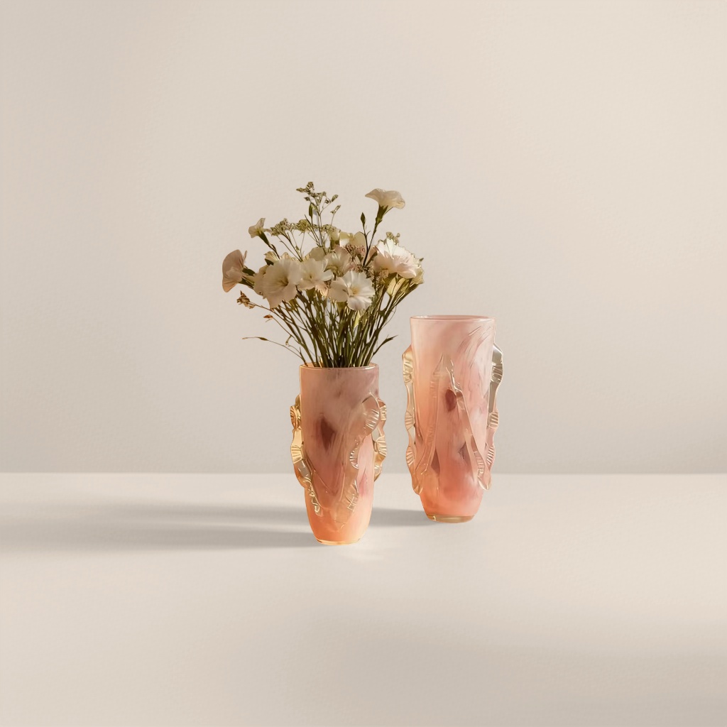 Pink glass vase for living room decoration, a Nordic-style vase Application Scenario