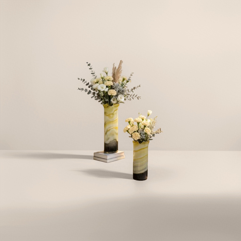 A Nordic-style ceramic vase for living room flower arrangement, a decorative vase with a high aesthetic level details Picture