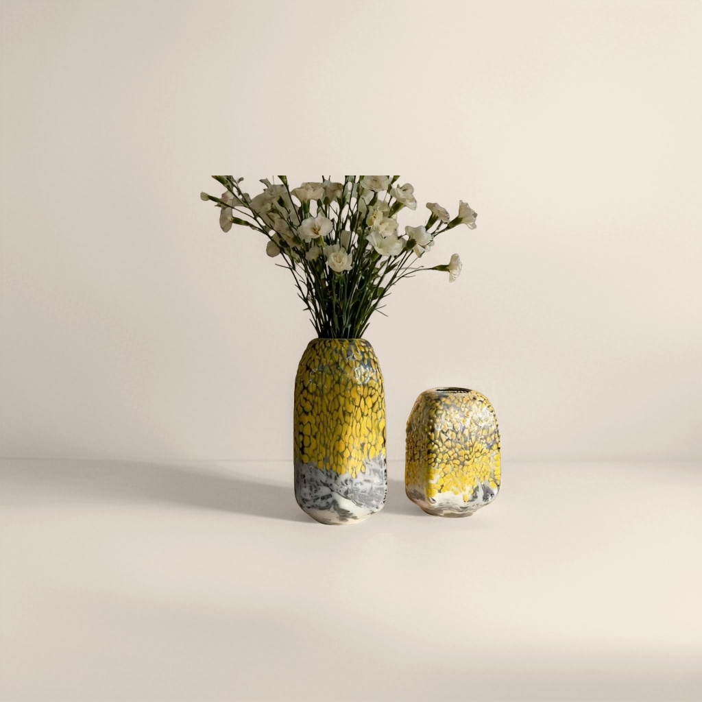 Yellow spotted pattern ceramic vase, a living room decorative item, a Nordic-style home furnishing Specification image