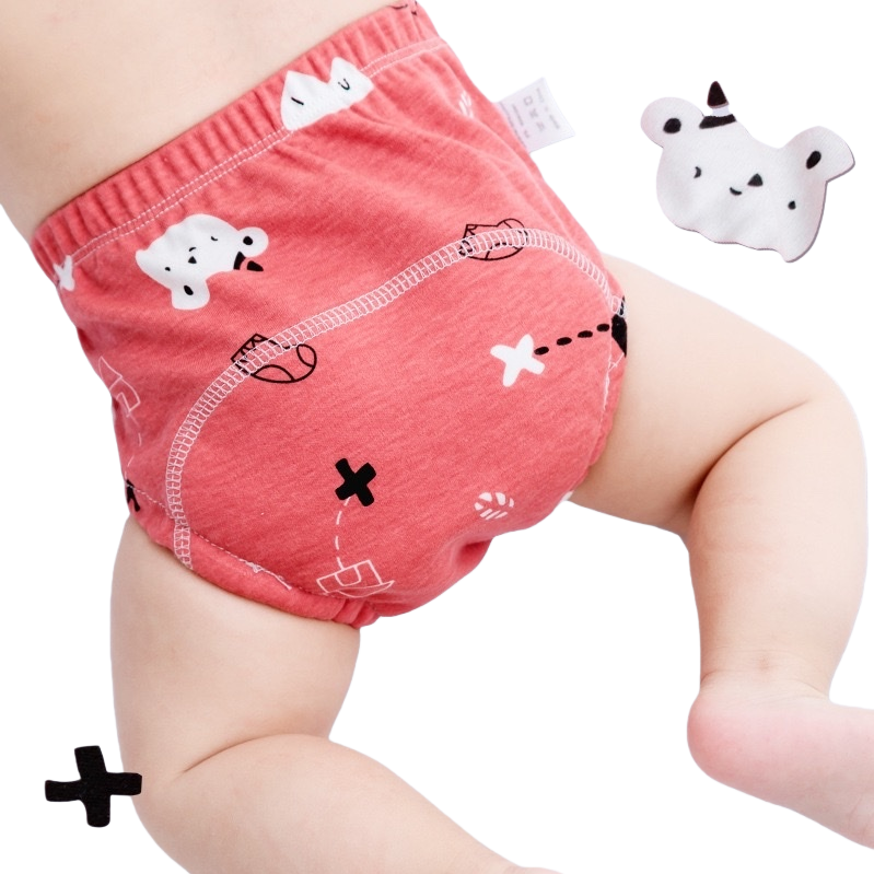 Baby red cartoon pattern diaper pants are soft, breathable, leak-proof and comfortable, specially designed for newborns Item Picture