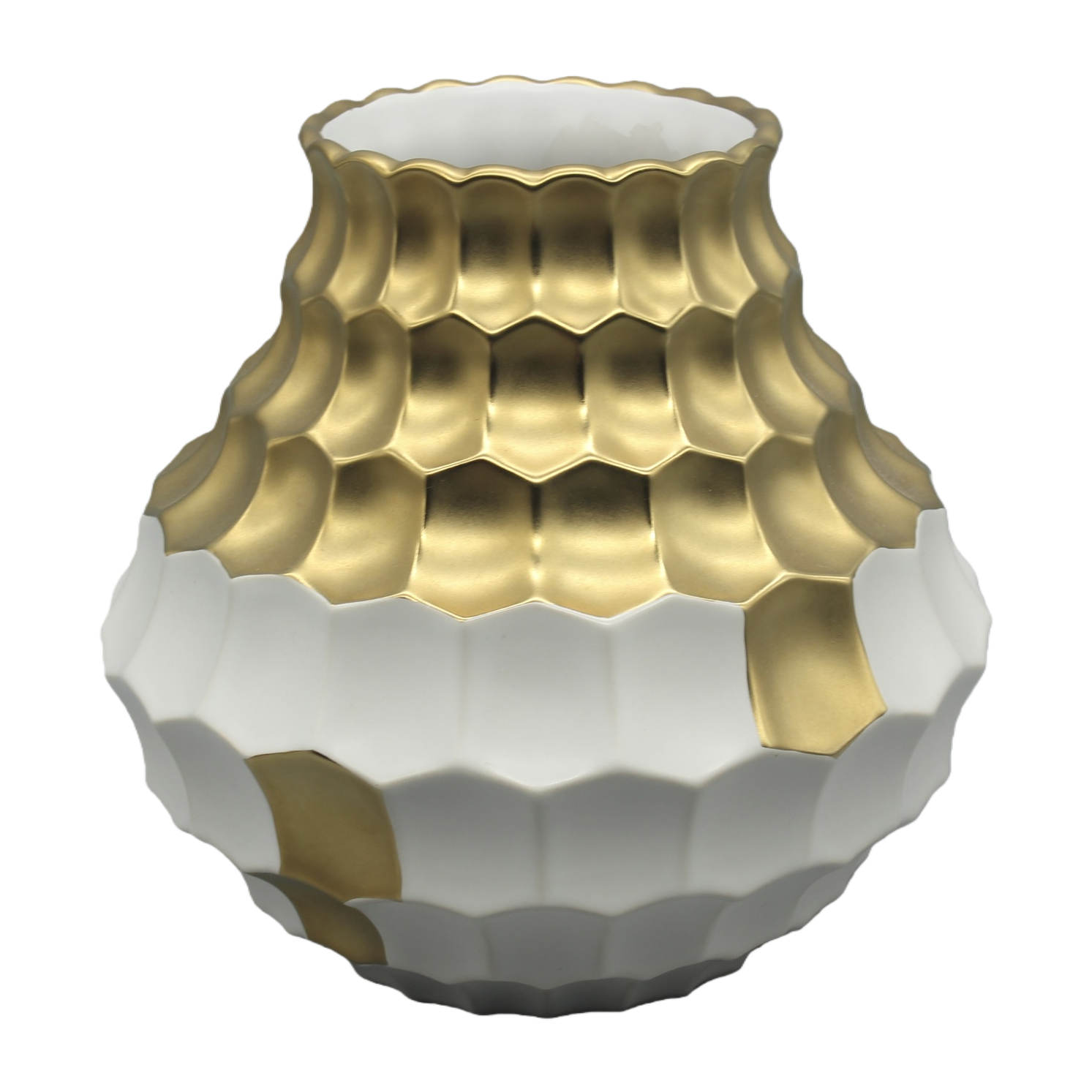 Ceramic electroplated light luxury style gold and white geometric texture vase for living room decoration, Nordic style ceramic vase Application Scenario