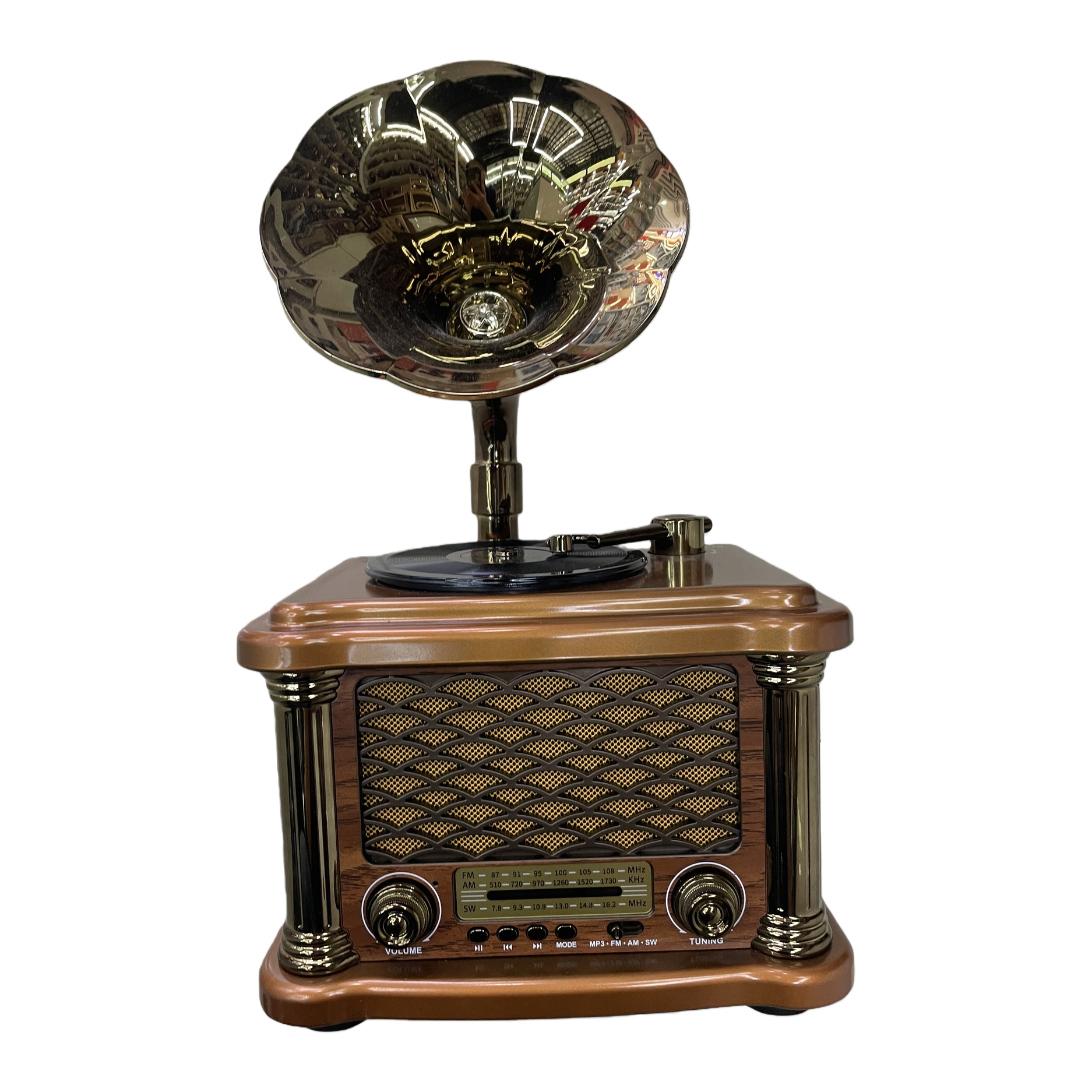 Radio estilo retro caja de madera bluetooth FM dual mode portátil escritorio audio Item Picture