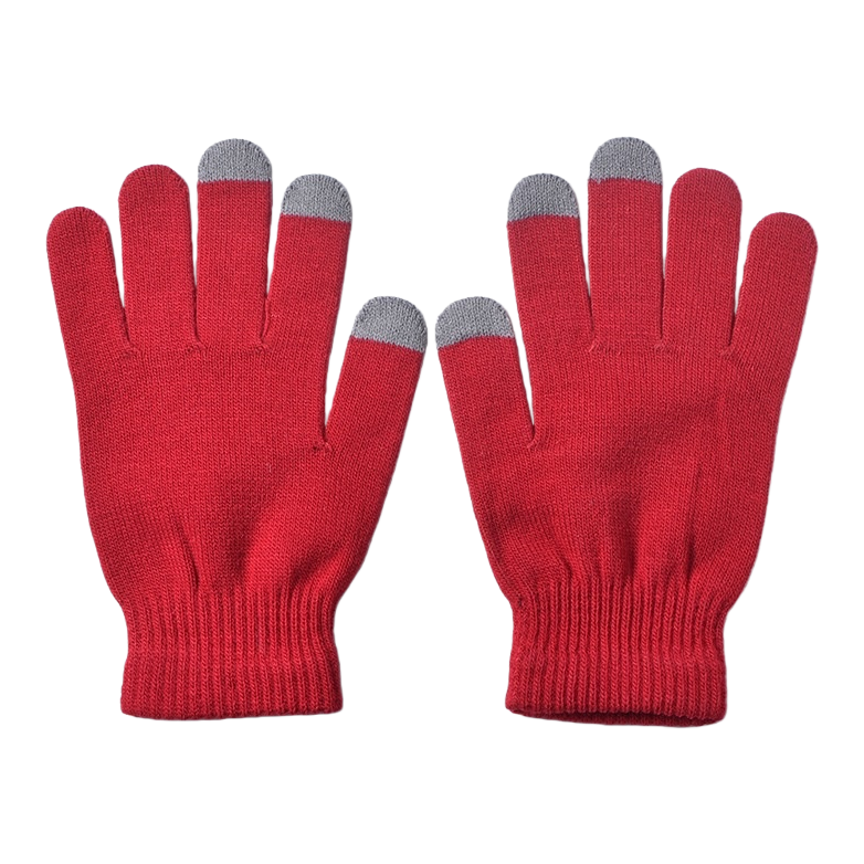 Red knitted gloves for women, warm and anti-slip woolen gloves for autumn and winter Item Picture