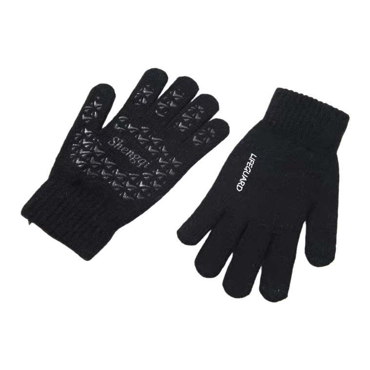 Black knitted gloves are warm and anti-slip thin hand care products for women in autumn and winter Item Picture