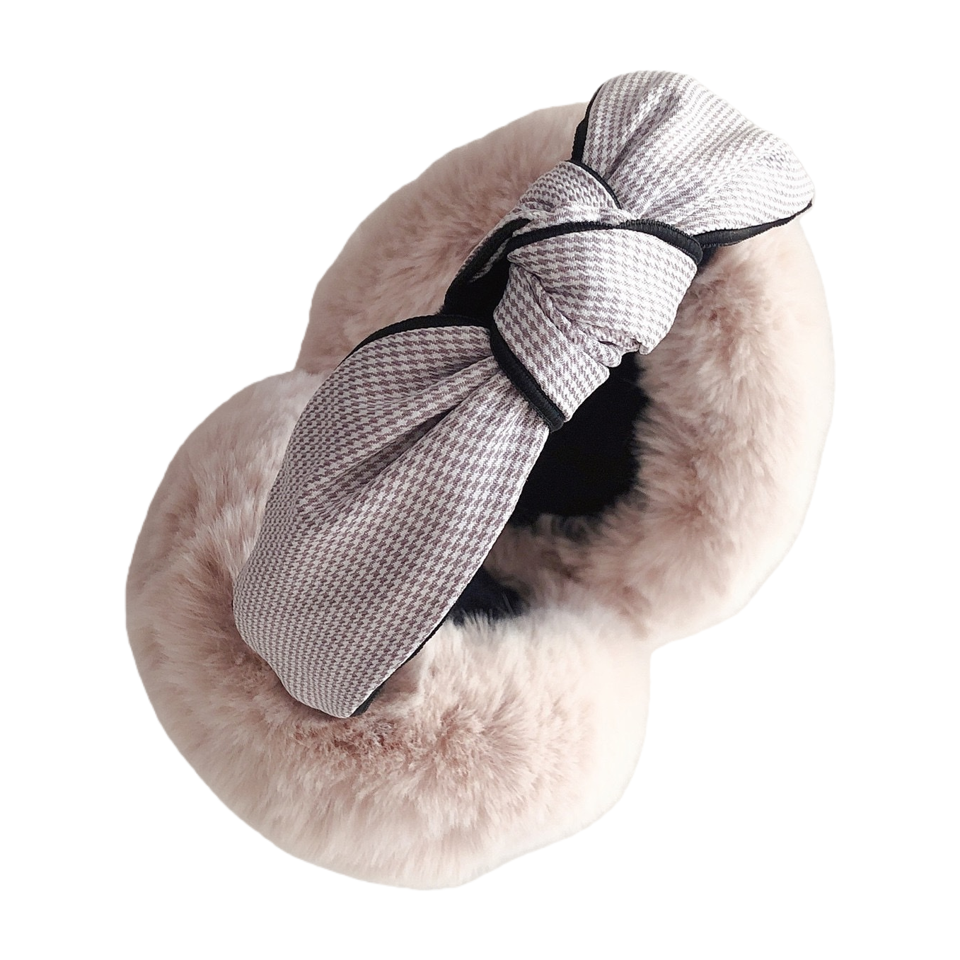 The plush ear cups with bow decoration are warm and cold-proof for women. They are cute and warm for autumn and winter Item Picture