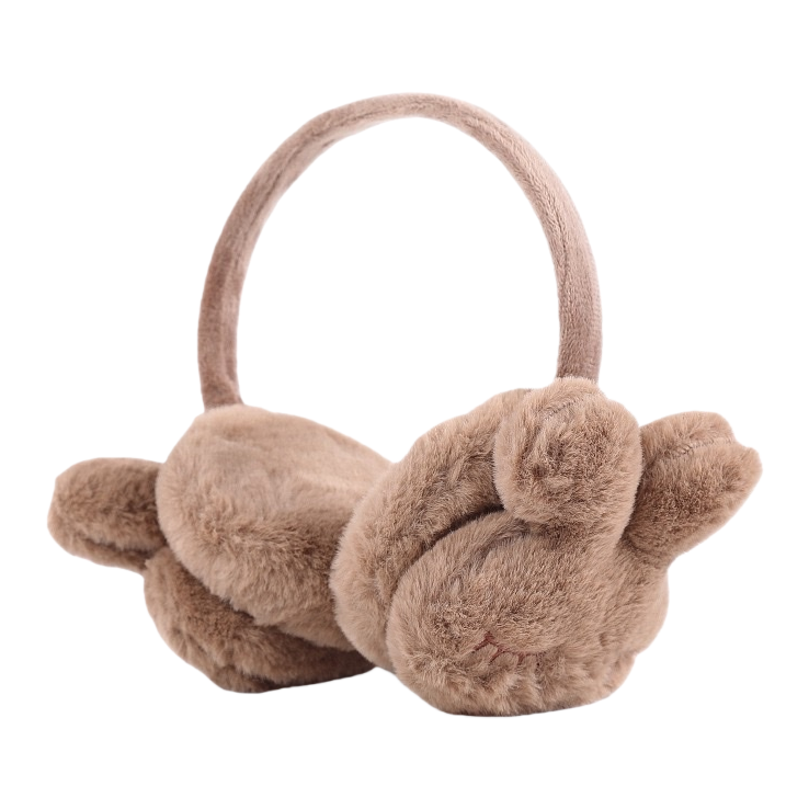 Plush rabbit-shaped ear cups are warm, cute and cartoonish knitted woolen ear tips Item Picture