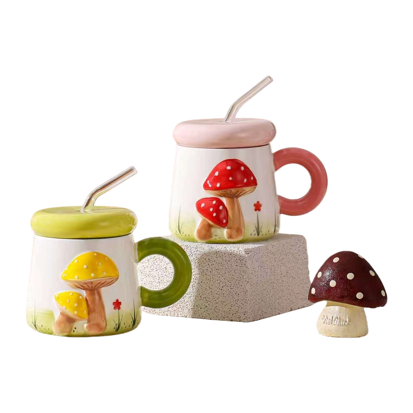 Cute mushroom-shaped mugs, ceramic water cups, home and office creative tea cups, cups, water cups Item Picture