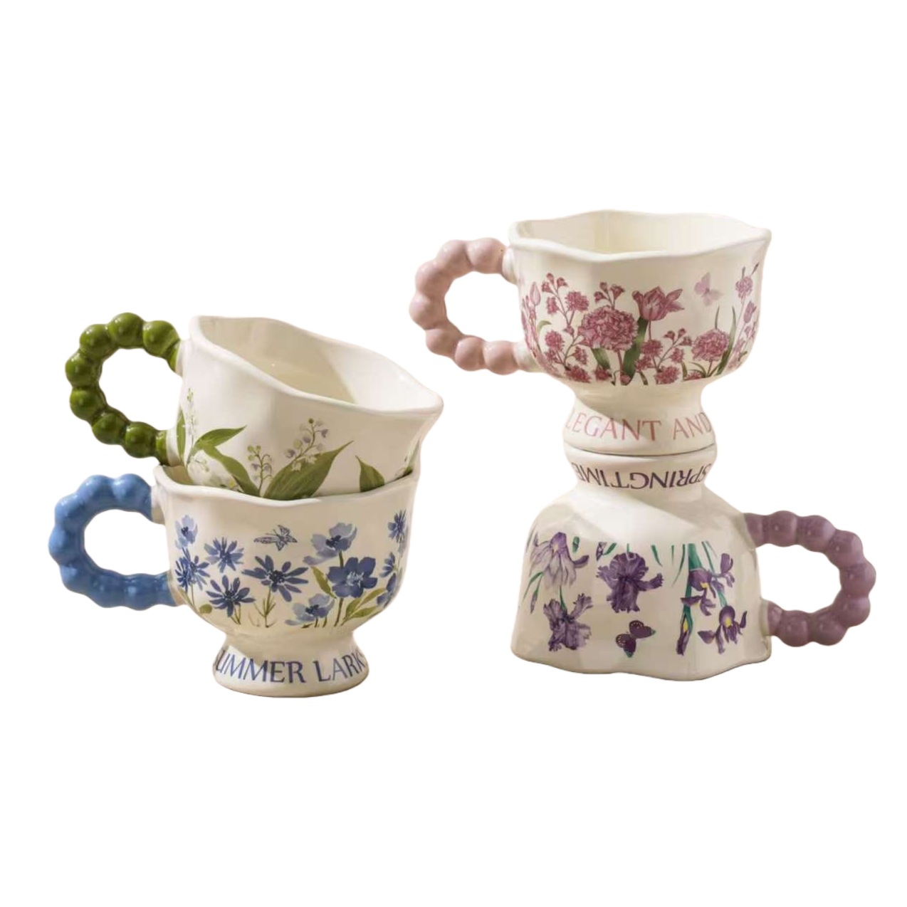 Ceramic cups, hand-molded underglaze colored tea cups, heat-resistant and anti-scald cups for office and household use, water cups Item Picture