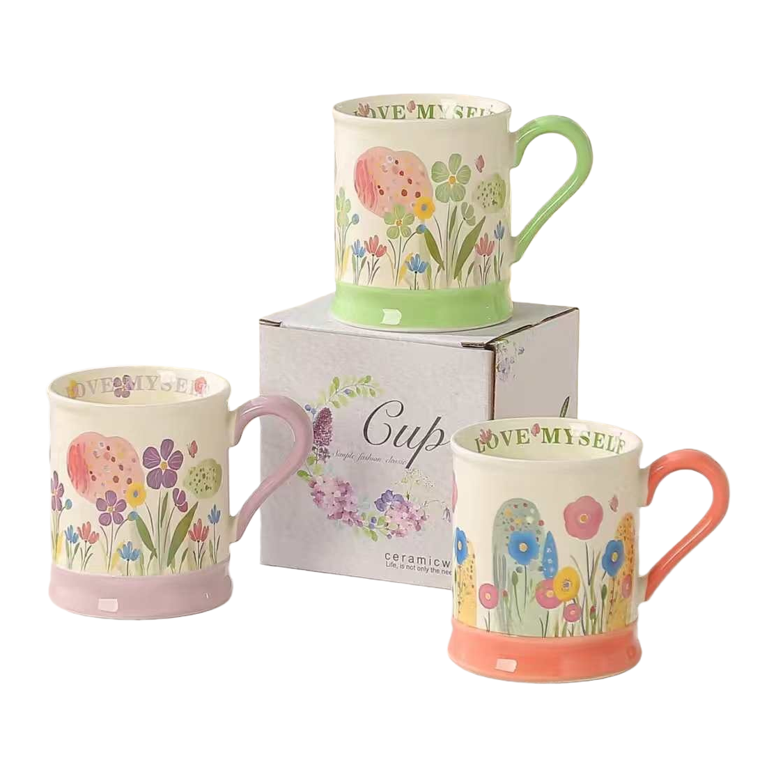 Ceramic cups for home use, simple and high-quality appearance, heat-resistant and heat-insulating coffee and tea cups Item Picture