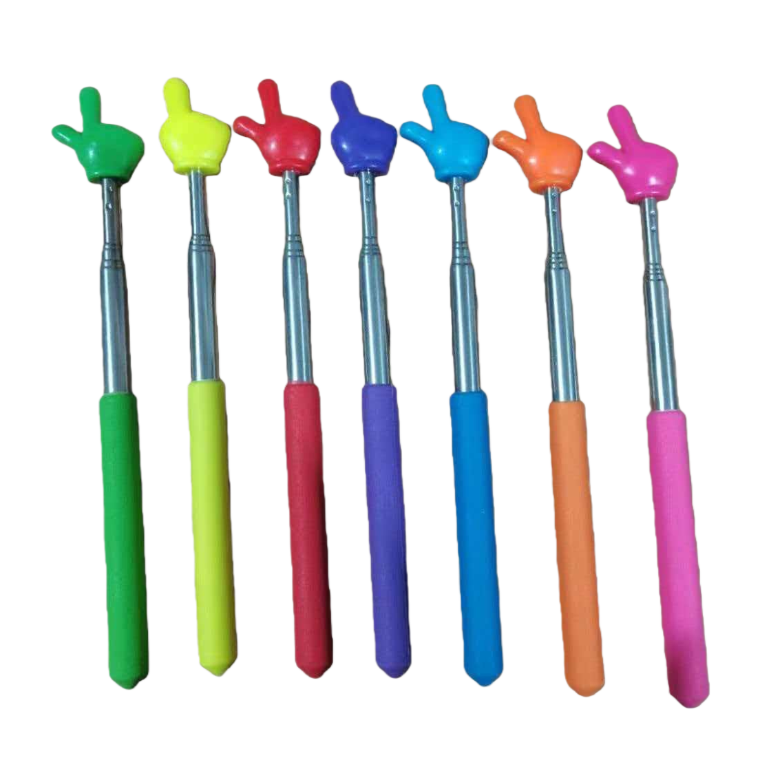 The main body of the colorful finger-shaped telescopic stick is a fun finger toy that can be extended and retracted Item Picture