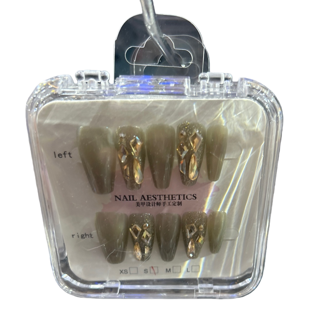 Nail art patches, artificial nails made of PVC material, 12-piece set, quick stickers for daily commuting Item Picture