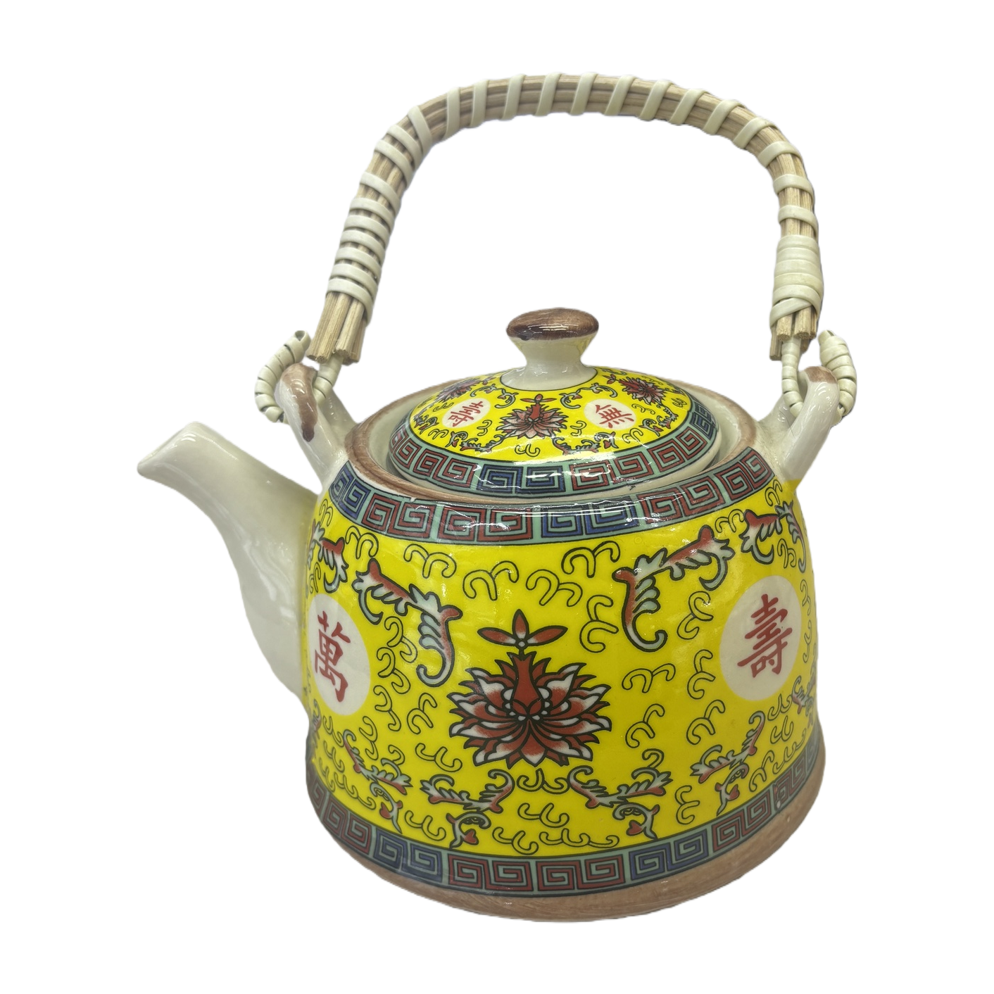 Yellow patterned ceramic teapot, household brewing teapot and tea set accessories Item Picture