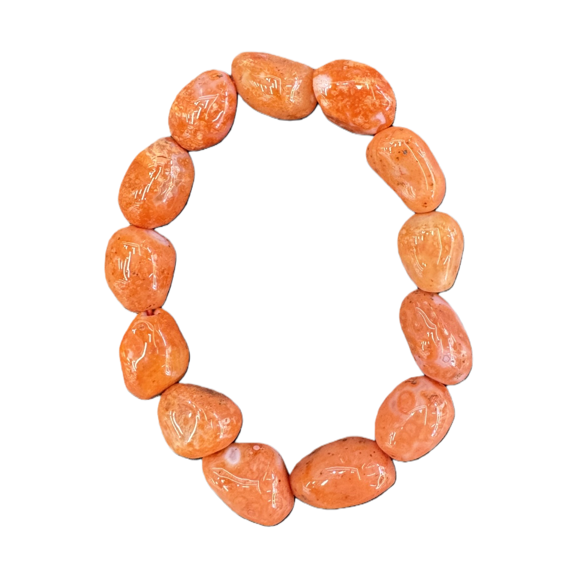 Orange bead bracelet, a natural agate stone round bead woven wrist decoration Item Picture