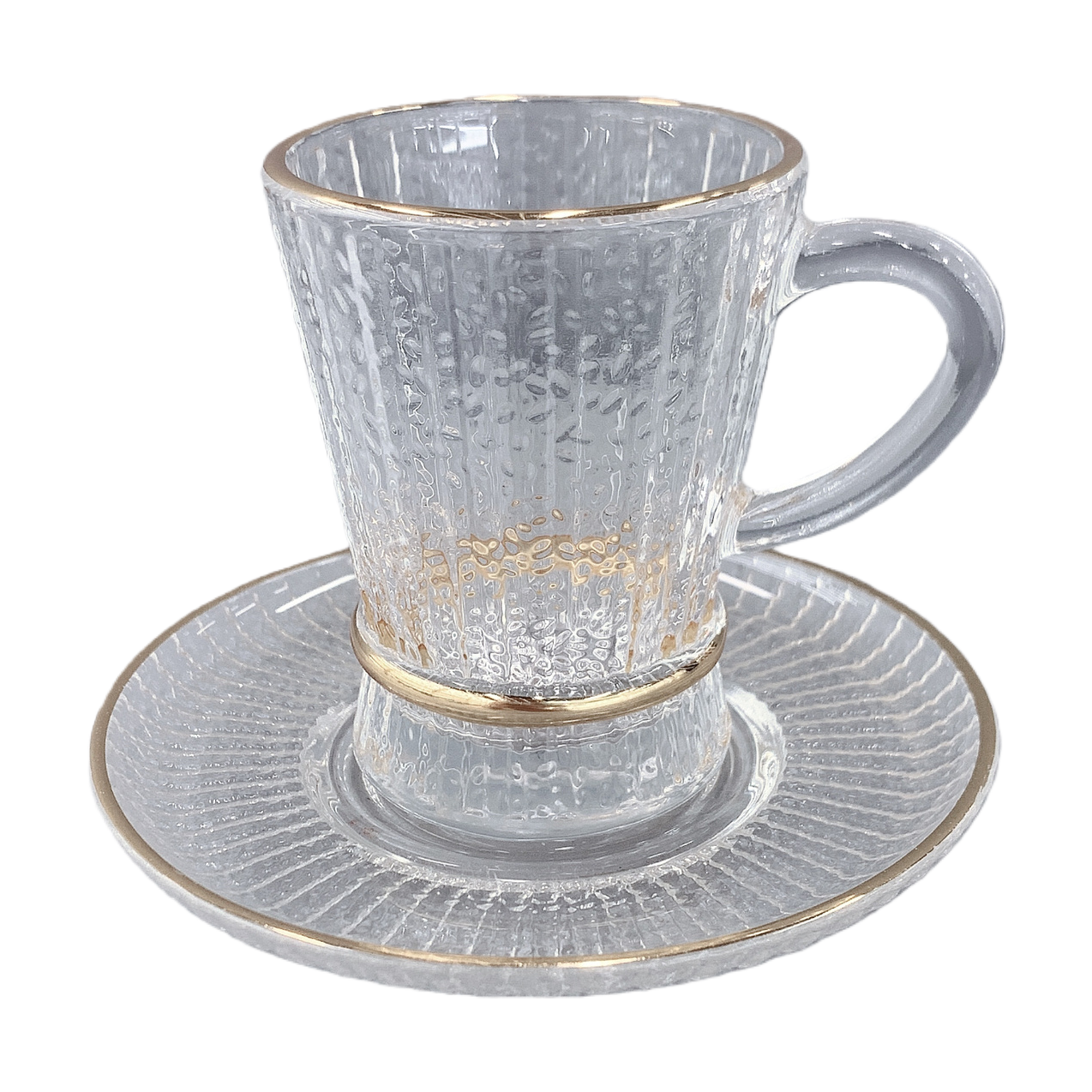 Transparent glass tea cups with saucers set, high borosilicate heat-resistant and anti-scald household and office tea sets Item Picture