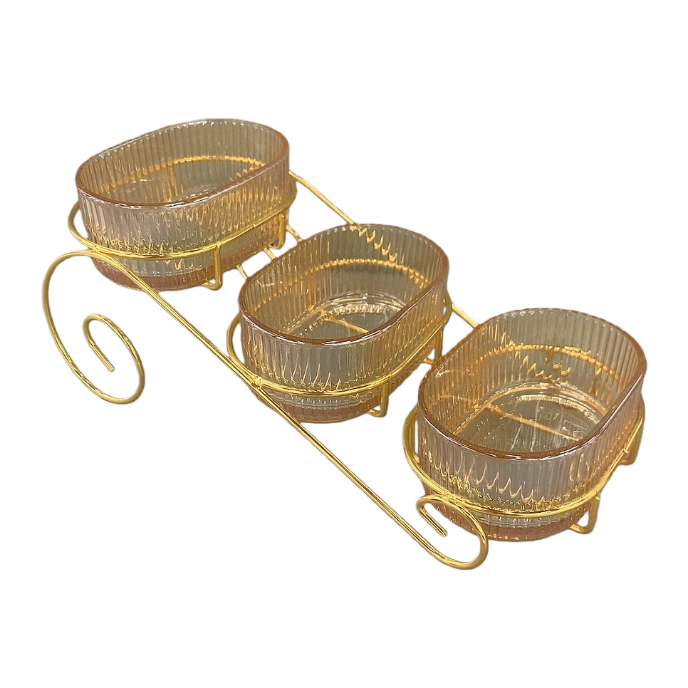 A combination of golden metal frame and transparent glass bowl for living room coffee table decoration and storage Item Picture