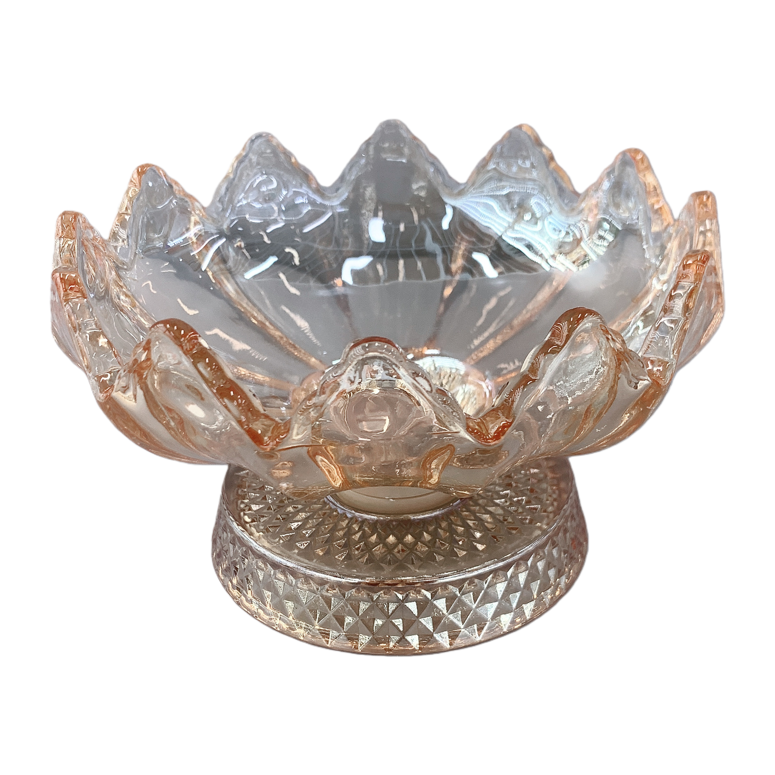 Transparent pink glass lotus-shaped decorative items for home furnishings and tabletop decoration Item Picture