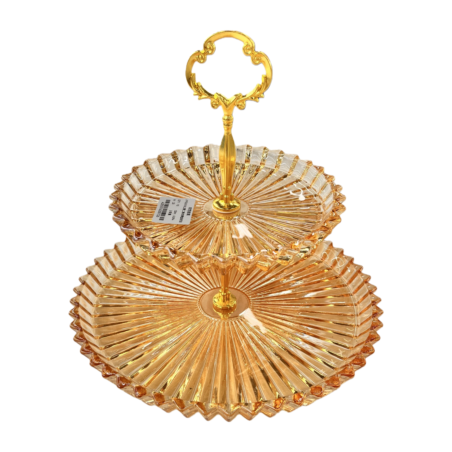 The main body of the golden glass fruit plate is highly transparent and scratch-resistant, suitable for home living room fruit plates Item Picture