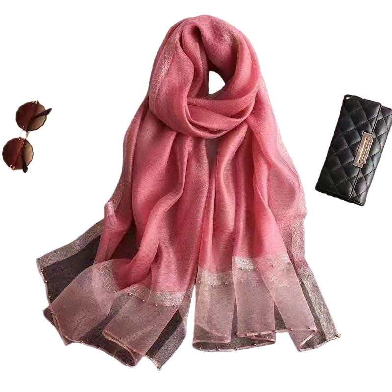 Pink scarf for women, a warm autumn and winter pure cotton knitted scarf, a versatile and fashionable accessory Item Picture