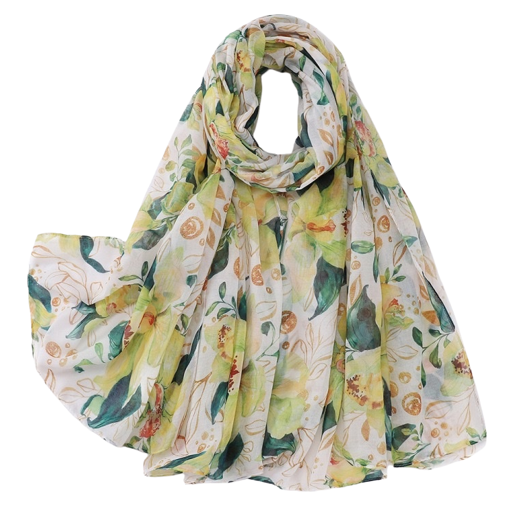 Floral patterned pure cotton scarves are warm, soft and versatile for autumn and winter accessories Item Picture